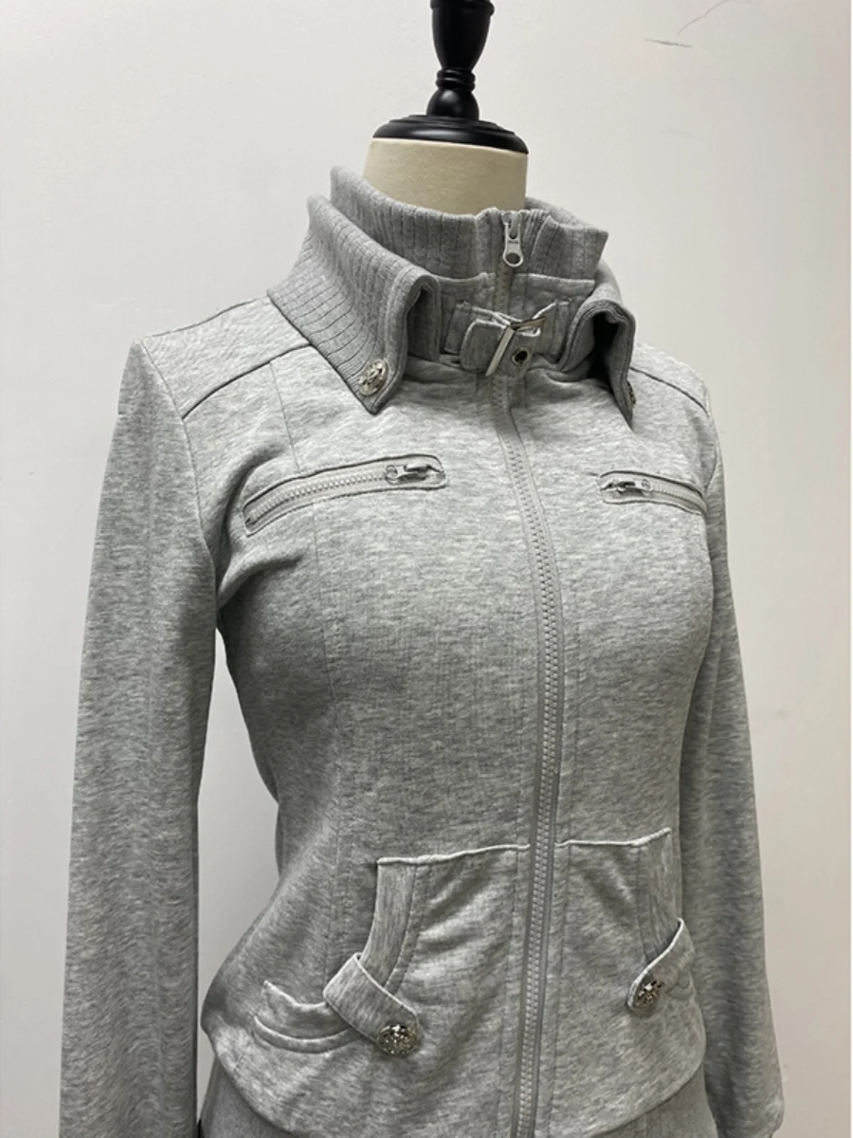 Heya Original ey Felpa con colletto Jaet Donna Autunno Inverno American Retro Top Trendy Tubo dritto Pendolarismo Sle Zip...