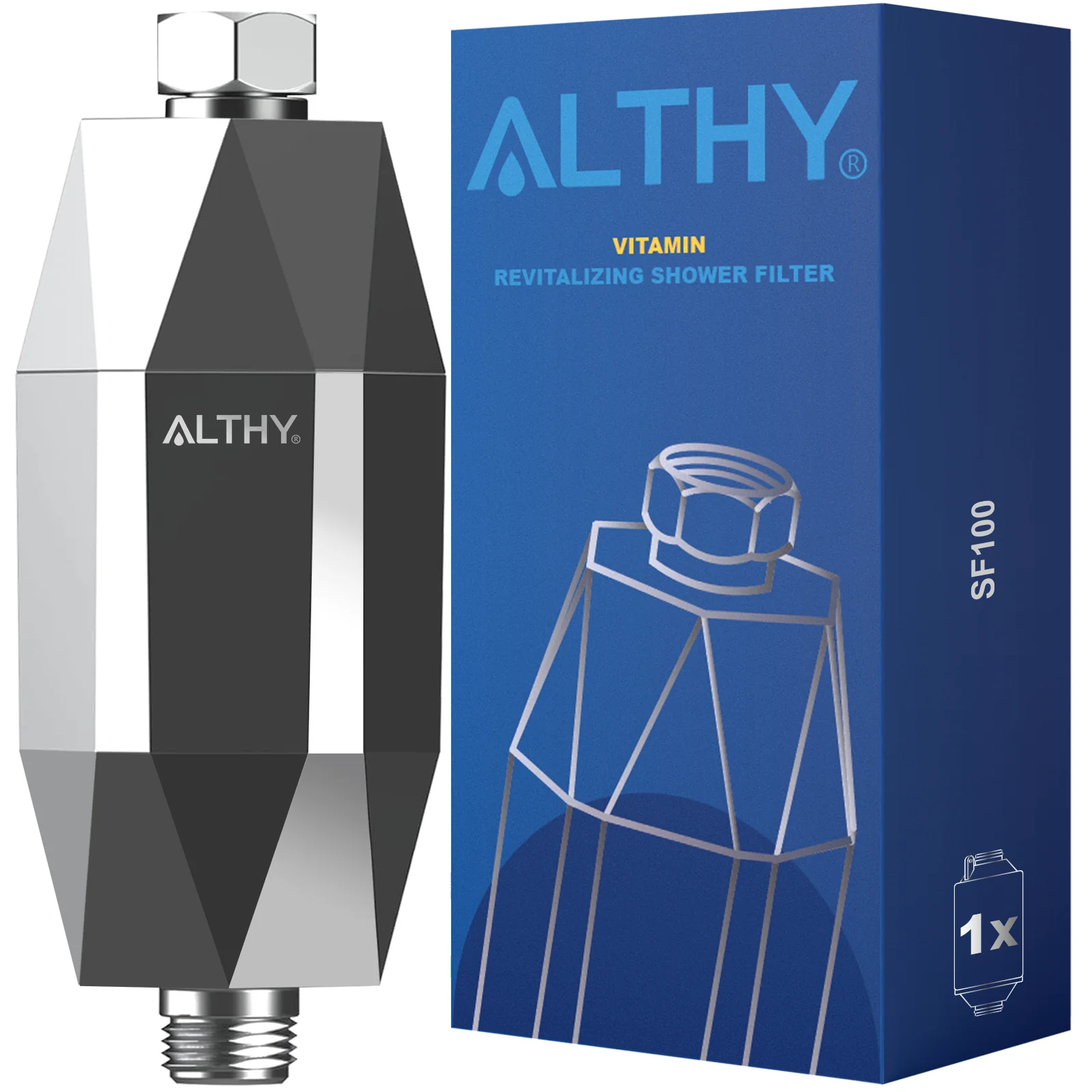 ALTHY SF100 Восстанавливающий фильтр для душа с витамином С - уменьшает содержание хлора и тяжелых металлов - помогает при сухости/зуде кожи, перхоти, экземе