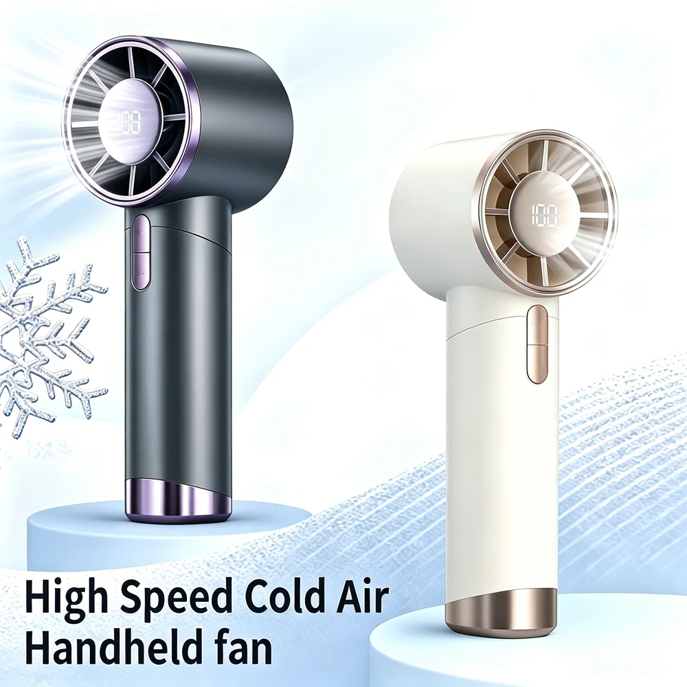 Rechargeable Handheld Turbo Fan 100 Wind Speeds Adjustable Mini Personal Fan 3000mAh Battery Operated Electric Ice Cooling Fan