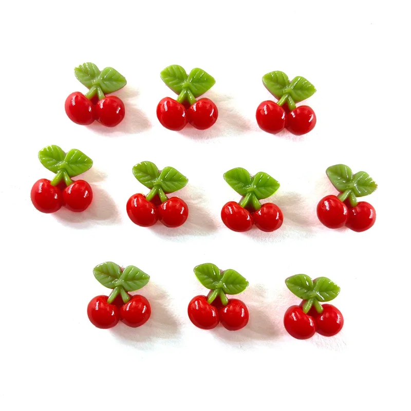 10pcs Red Cherry Fridge Magnets Mini Fruit Resin Craft Whiteboard Refrigerator Decoration Message Post Home DIY Accessories