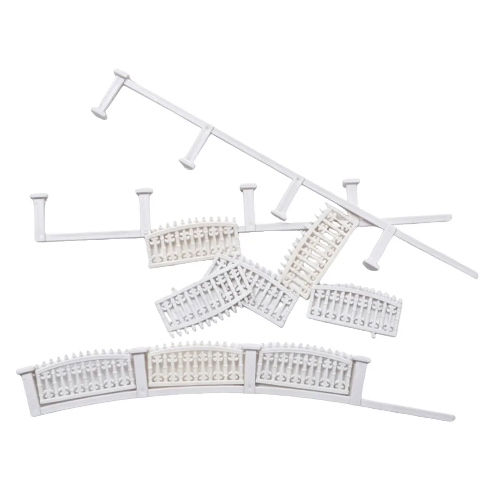 1:200 Scale Model Railway Building Multi Colorful 100cm Length Scale Model Railing HO Scale White Color Garden Fence Model