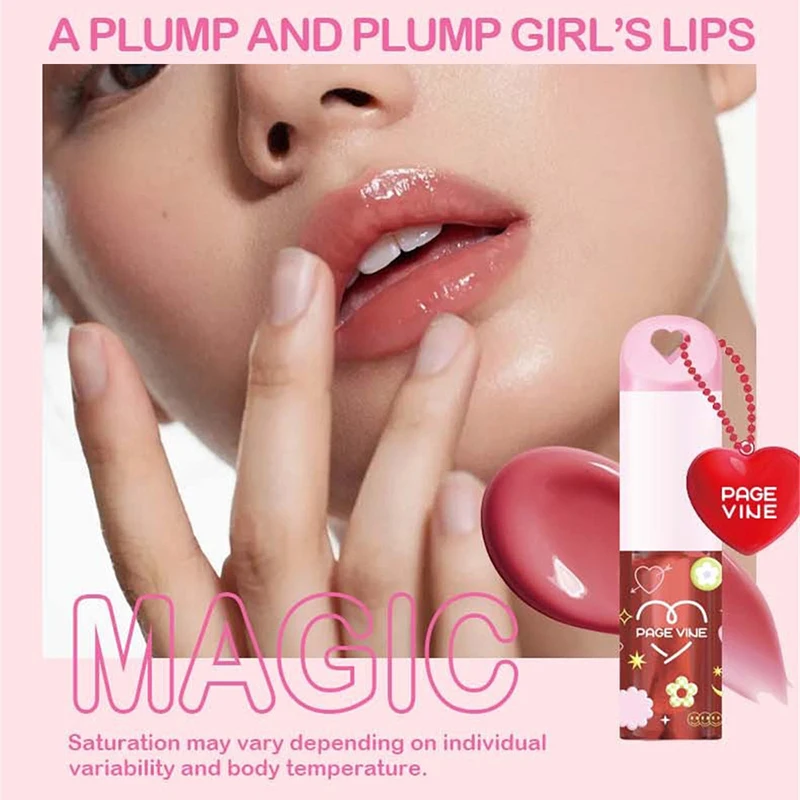 Langanhaltender Feuchtigkeitsspendender Lipgloss mit Einfachem Halo-Färben, Spiegeleffekt und Wasserglas-Effekt mit Liebesanhänger für Volle Lippen Make-up