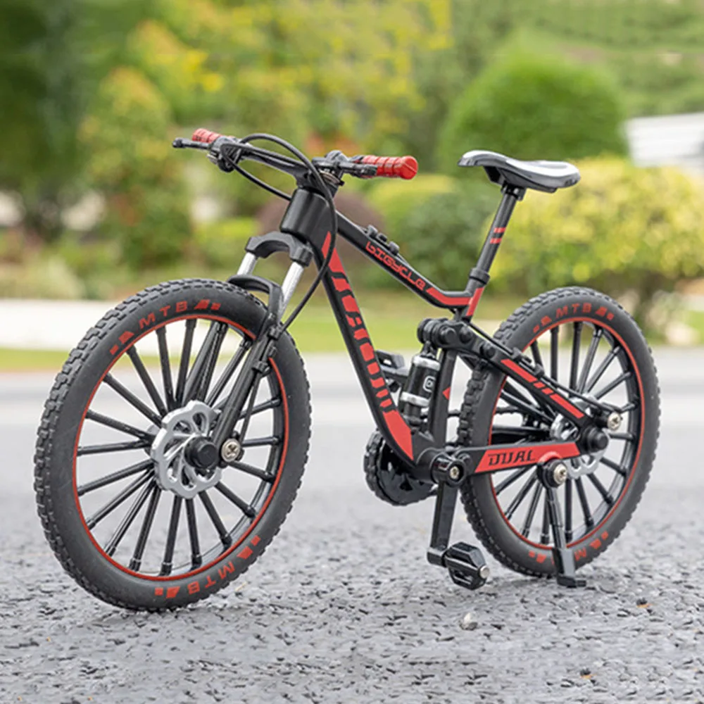 1:8 Mountain Bicycle Cars Alloy Toys Diecast Models Rubber Tires Bicycles Wheel Steering Graffiti Road Bikes Best Gifts for Boys