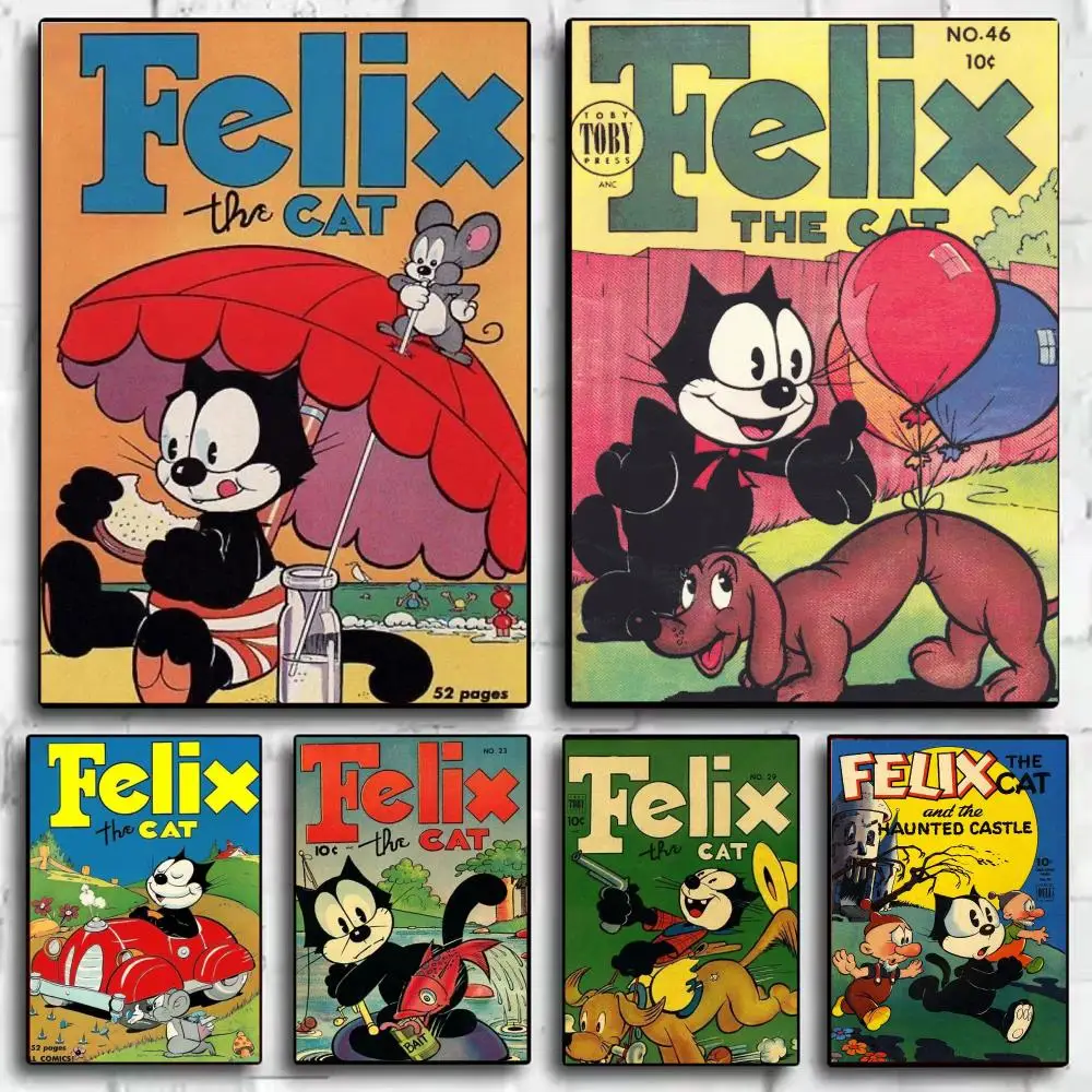 Cartoon F-Felix The Cat Poster Modern  Wall Art Aesthetic Minimalist Bedroom Decor Cafe Home Gift