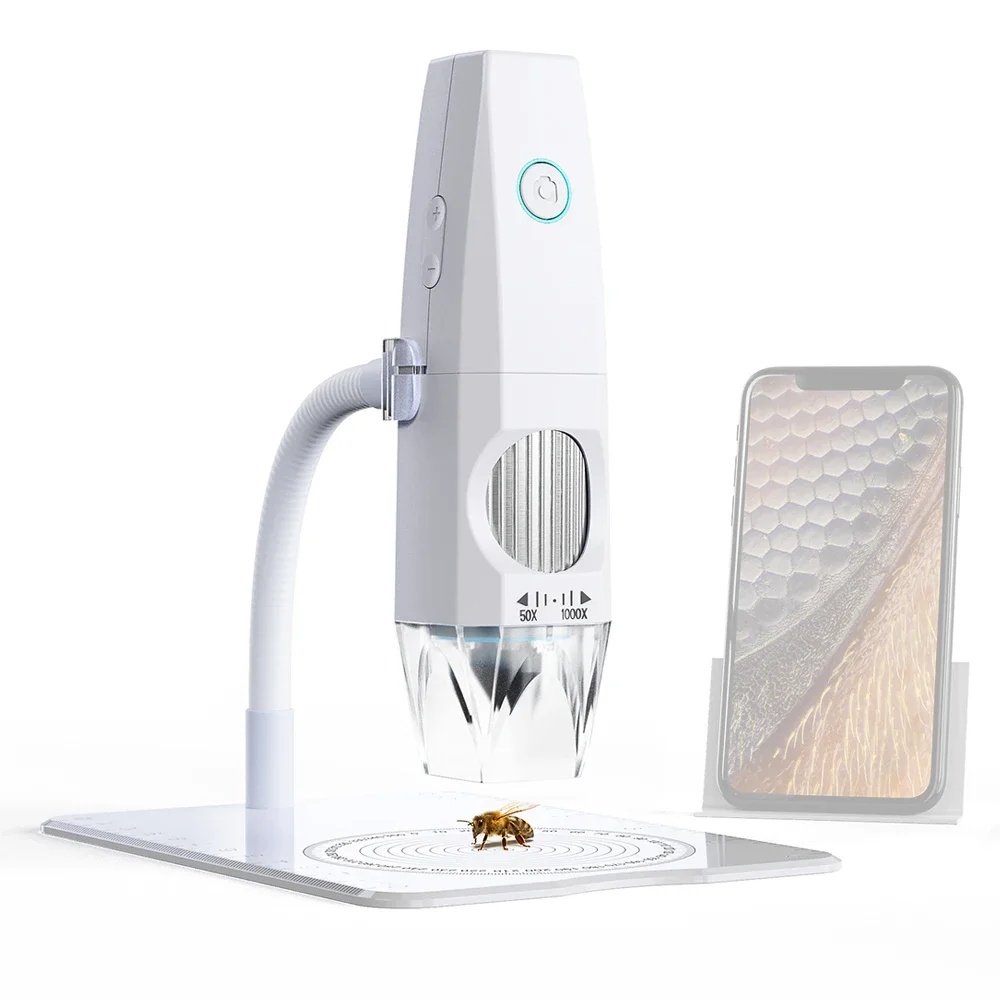 Microscópio Digital WiFi 1000X 2MP 1080P com Conexão Tipo-C para Celular e PC, Captura de Fotos e Vídeos, 8 Luzes LED, Microscópio Eletrônico Portátil