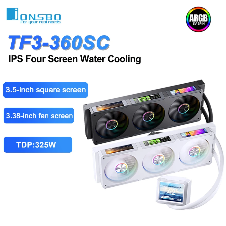 

JONSBO TF3-360SC процессор водяной кулер IPS четырехэкранный дисплей 360 встроенный жидкостный радиатор для LGA1700 1200 115X 2011 1366 AM5