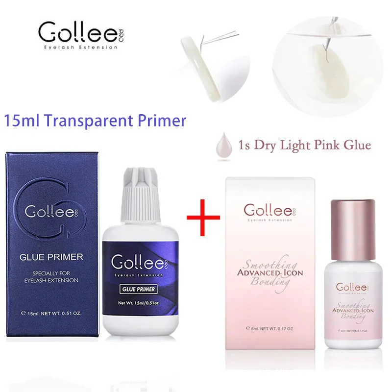 

Клей для наращивания ресниц Gollee Pink Traceless, прозрачный, гелевый, для цветных ресниц, стойкий, 6 недель, профессиональный.
