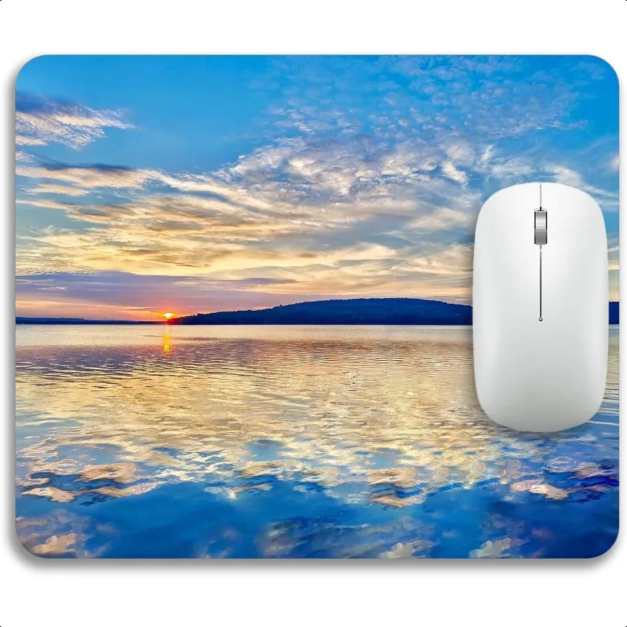Beautiful Lake and Mountains at Sunset Mouse Pad Mat Rec NonSlip Rubber Base Computer Mousepad