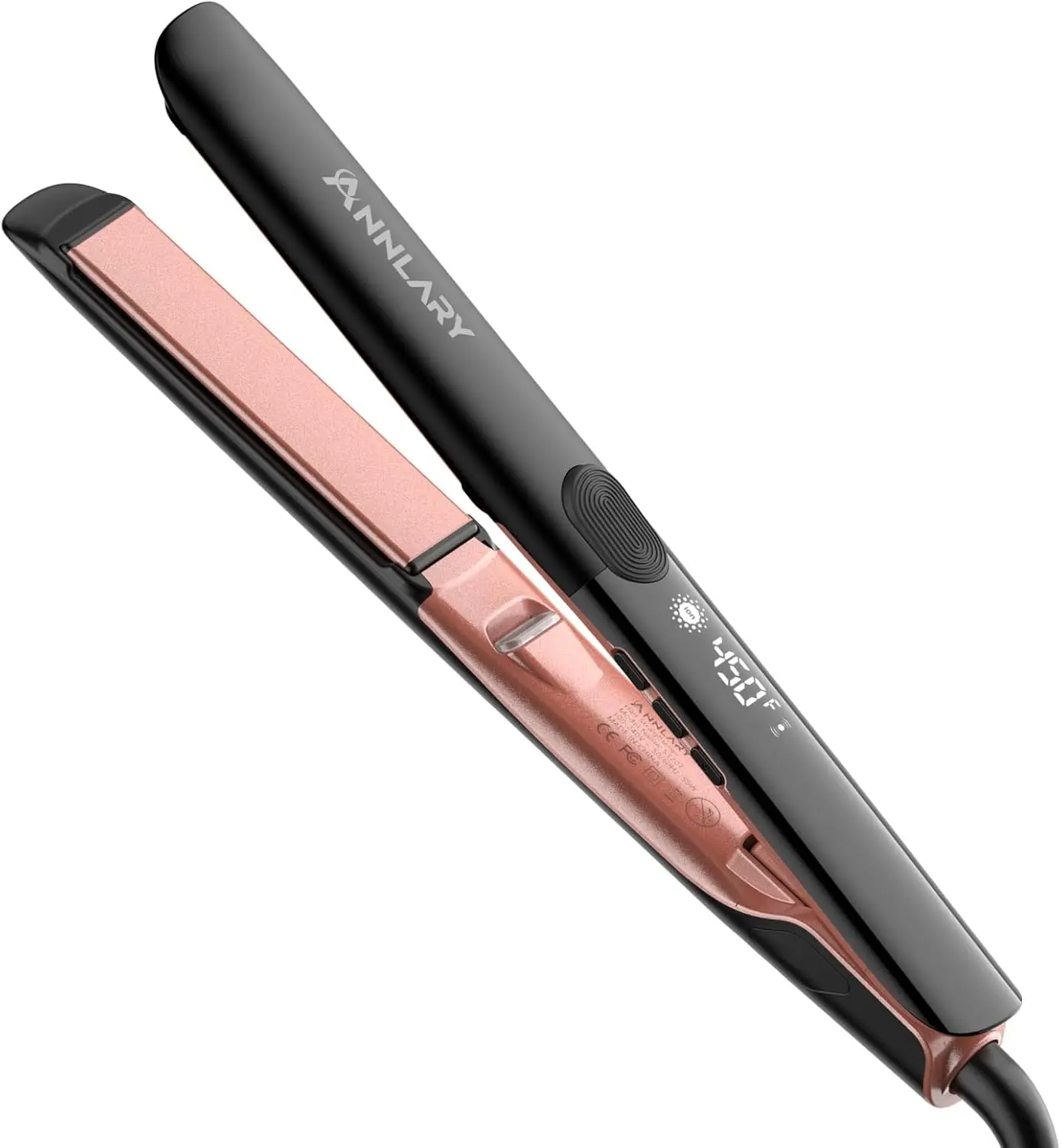 

2-in-1 Flat Iron & Curler, Titanium Ceramic Ionic Straightener, Dual Voltage, Heat-Resistant, for Smooth Shiny Hair