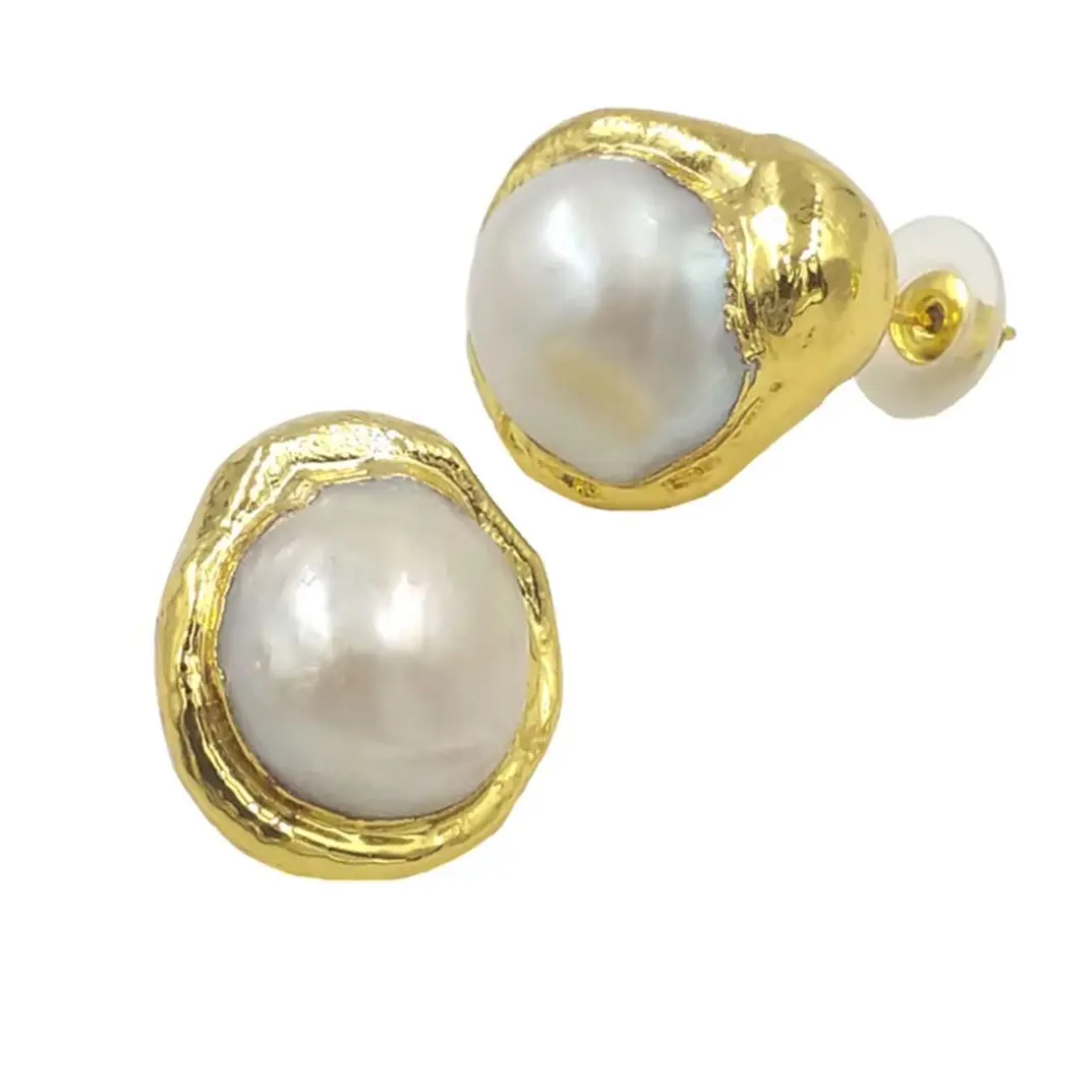 WT-MPE066 WKT, los más nuevos pendientes chapados en oro de estilo barroco con perlas naturales de agua dulce para mujer, compra de regalo de joyería