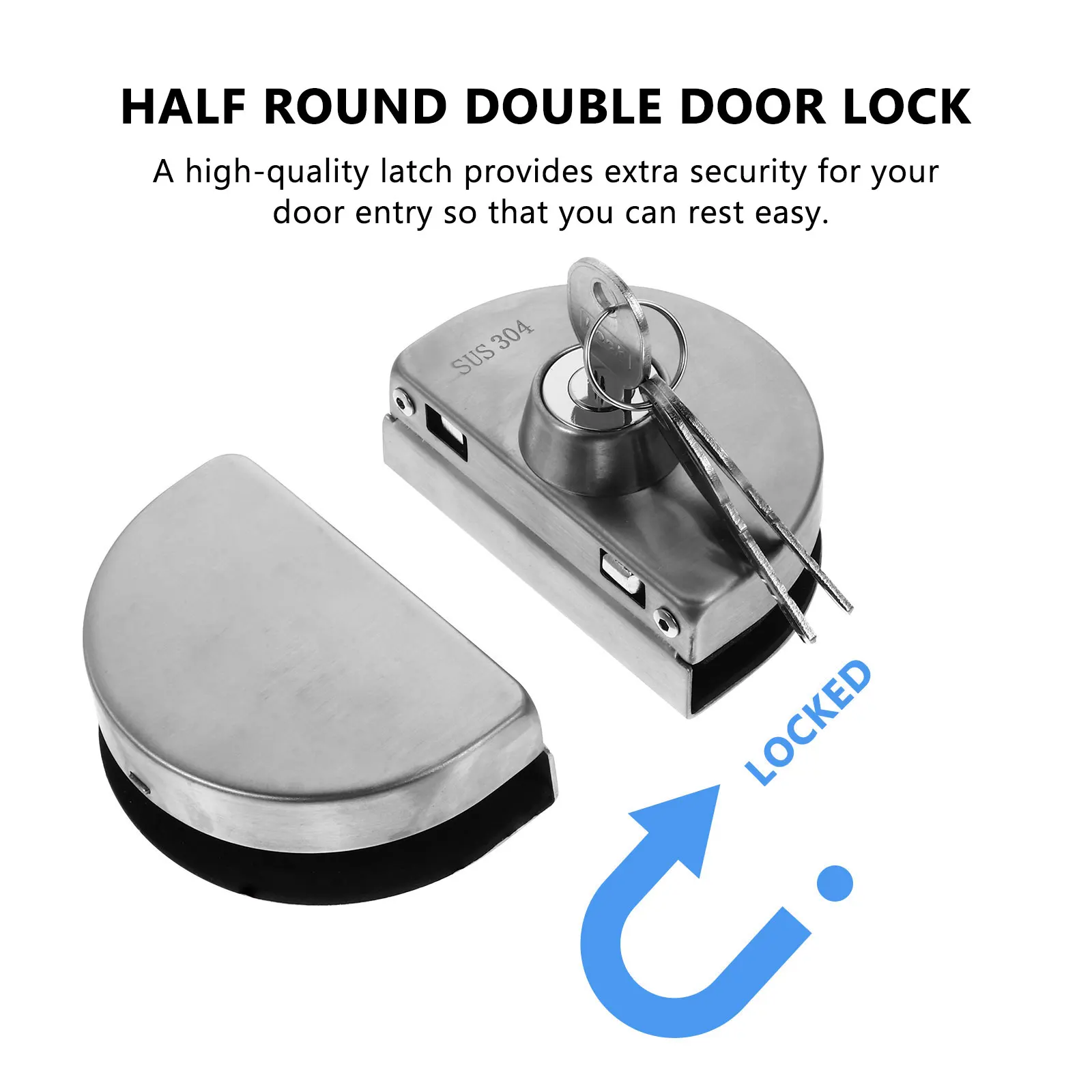 

Glass Door Lock Double Bolts for 10-12mm Swing Sliding Toughened Glass Door Heavy Duty Security Lock with 3 Keys Home Office