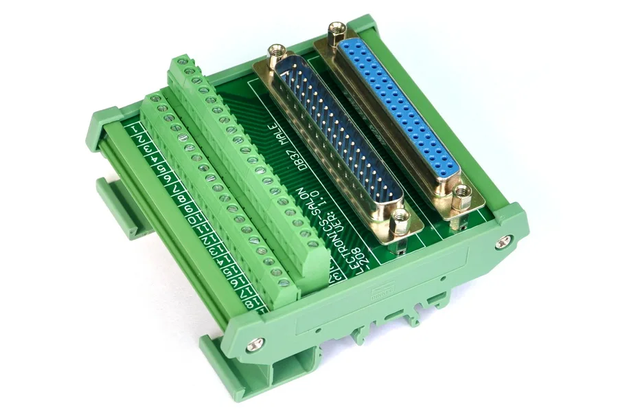 ELECTRONICS-SALON DIN Rail Mount D-SUB DB37 Male/Female Header Interface Module, DSUB Breakout Board.