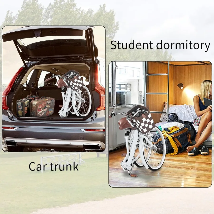 دراجة شاطئ كروزر قابلة للطي مقاس 26 بوصة للنساء مع سلة 7 سرعات بسعة 330 رطل نظام فرامل V مزدوج مثالي للتنقل في الحضرية