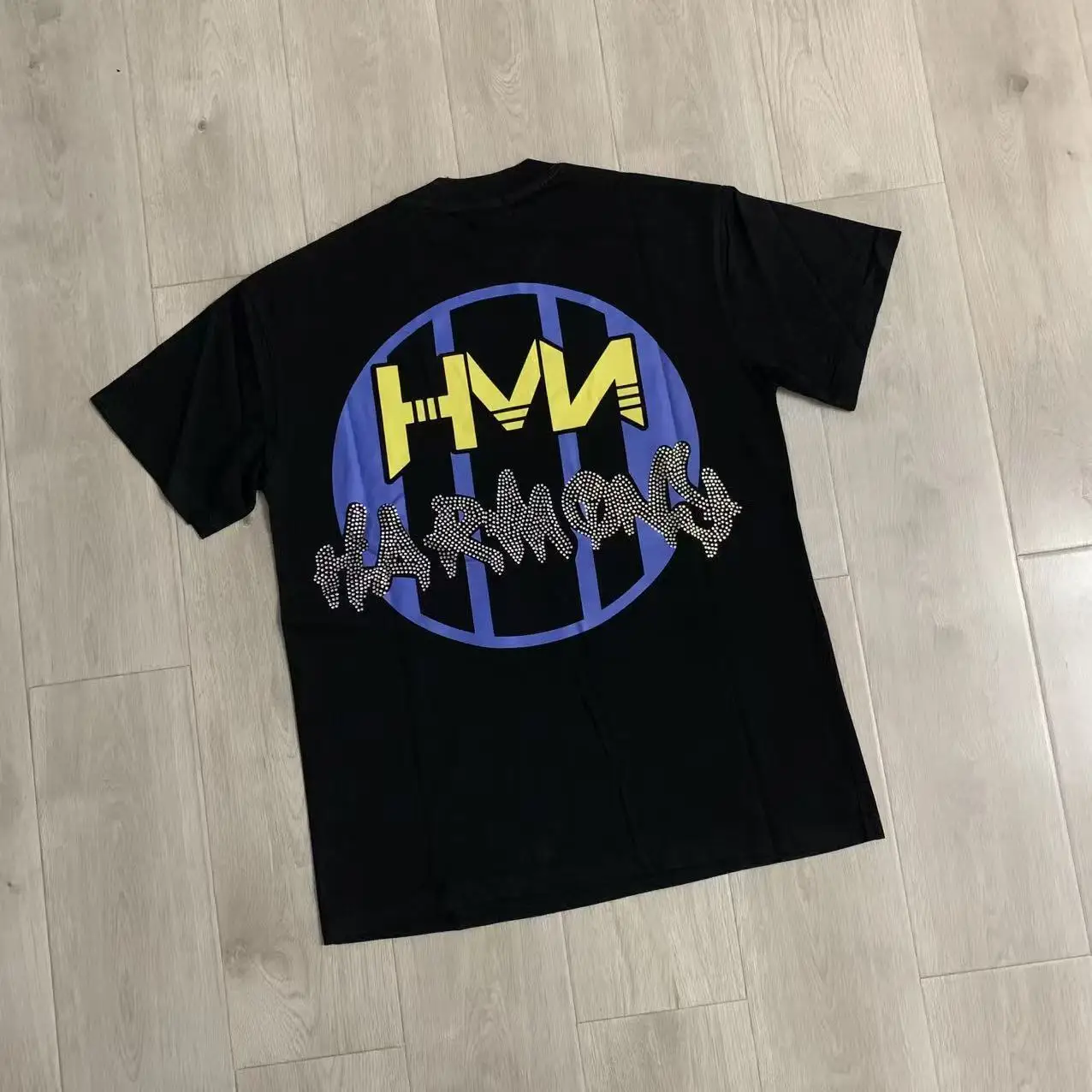 Oversized Black HARMONY 2026 Rhinestone Short Sleeved T Shirt Men Women High Quality Tee Tops T-Shirt