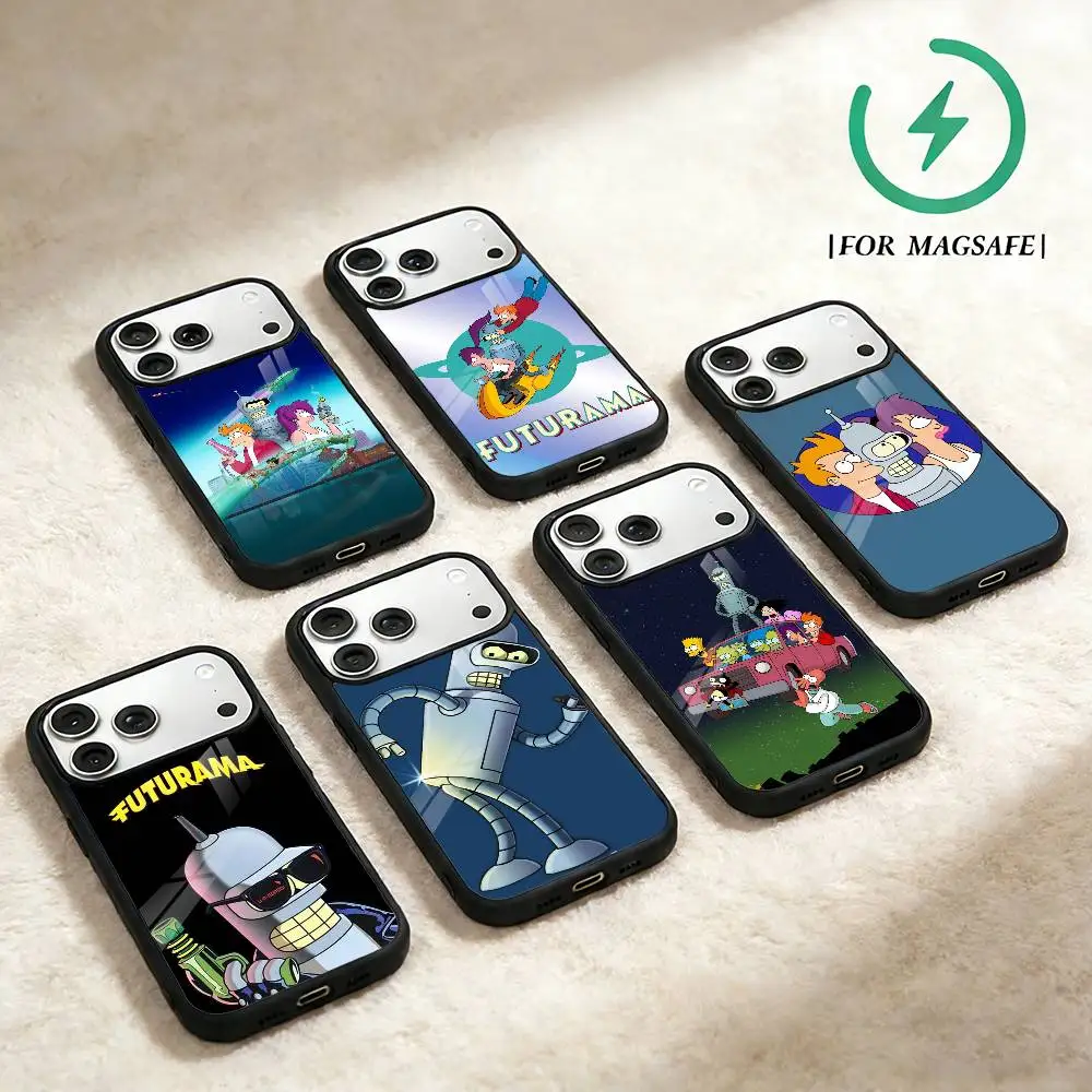 

Cartoon F-Futurama wallpaper Phone Case For iPhone 17 16 15 14 13 12 Pro Max Plus for Magsafe Mirror Wireless Magnetic Cover