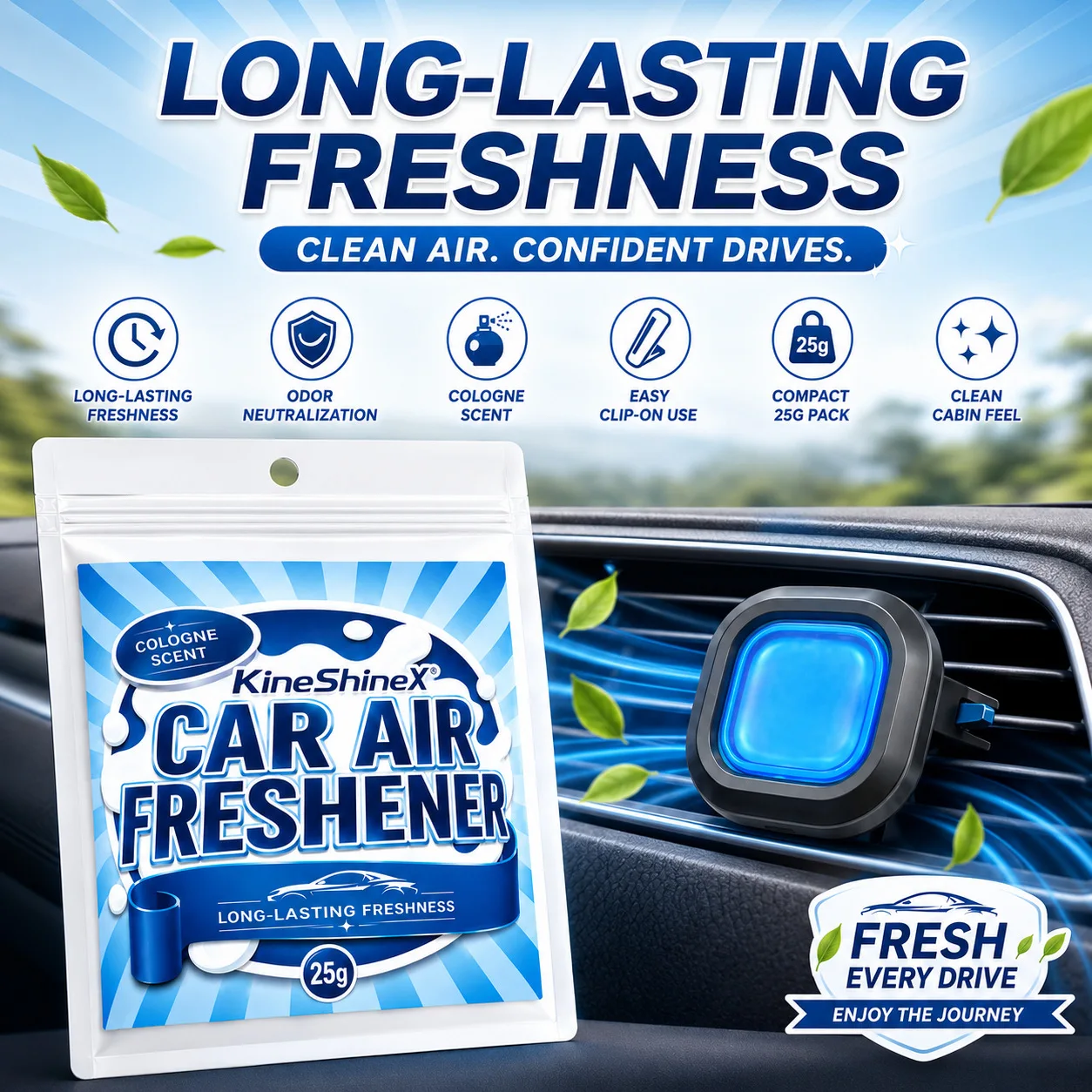 Car Air Freshener Cologne Scent –Long-Lasting Vent Clip Odor Eliminator for Clean,Fresh Cabin Air,for Car Air Conditioner Outlet