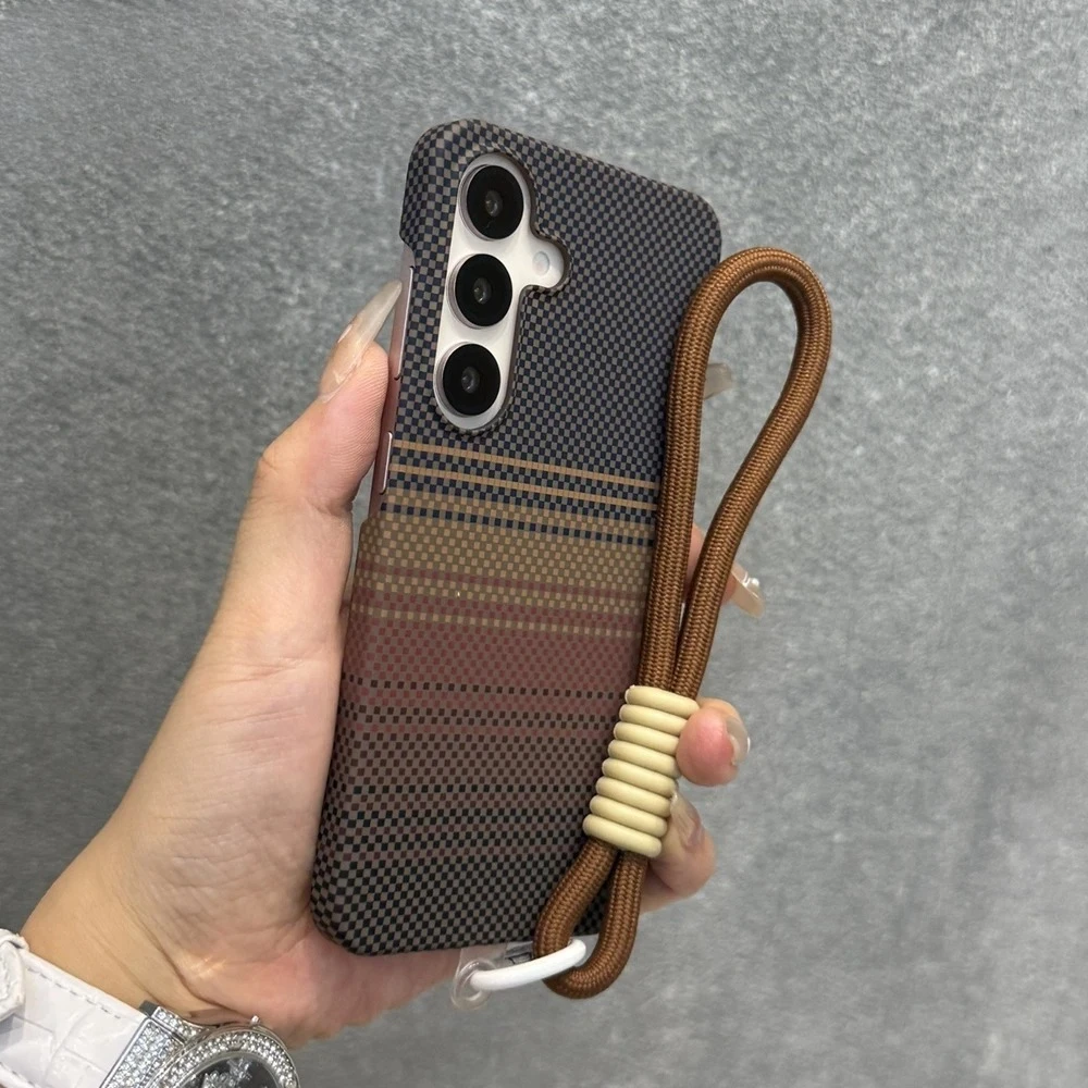 Business Sle Carbon Fiber Pattern For Magsafe Charge Case For Samsung S26 Ultra S25 S24 S23 Plus Slim Drop-Proof & Lanyard Cover - view 2