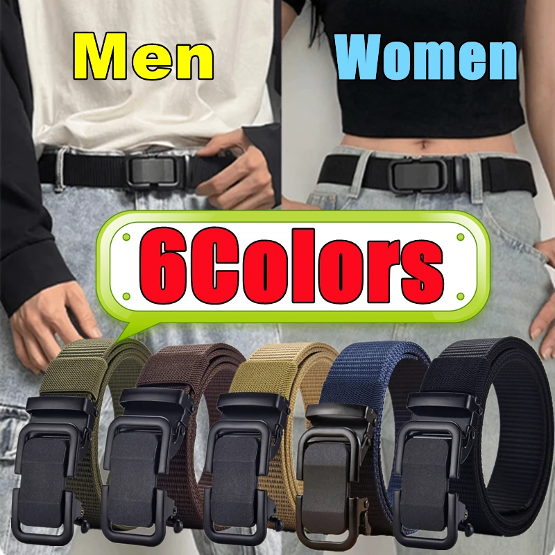 

Мужской ремень с автоматической металлической пряжкой, нейлоновый холщовый ремень, рабочий ремень на открытом воздухе, нейлоновый ремень с пряжкой Click для женщин, ремни в подарок