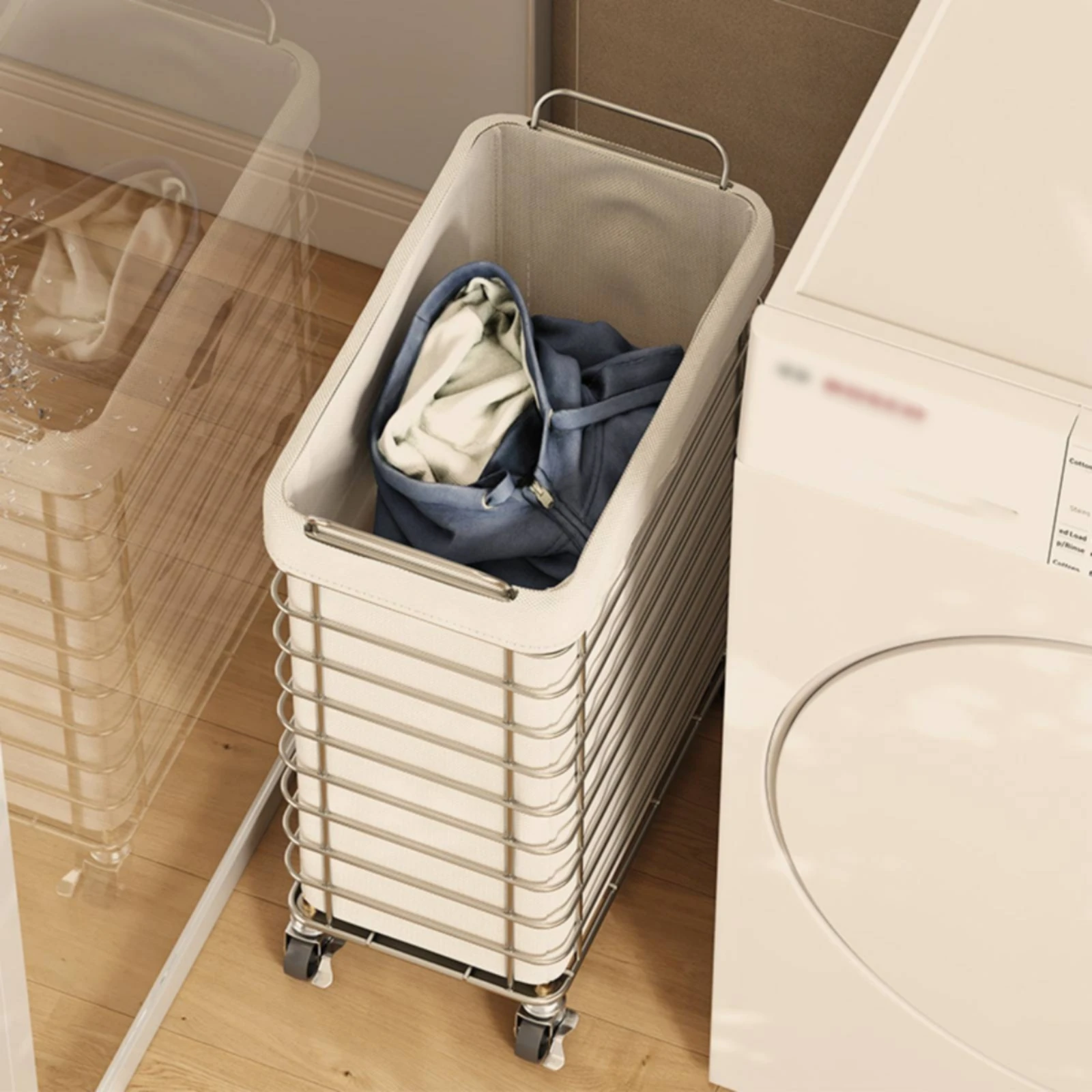 Wheeled Laundry Hamper Large Capacity Rolling Laundry Hamper Household Storage Easy to Move Long-Lasting Construction