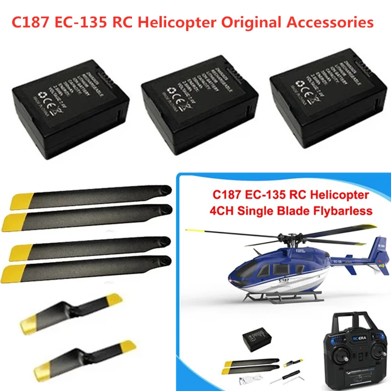 C187 RC Helicopter Battery 7.4v 350mah/Propeller For C187 EC135 RC Helicopter Part C187 Battery C187 Helicopter Accessories Toy