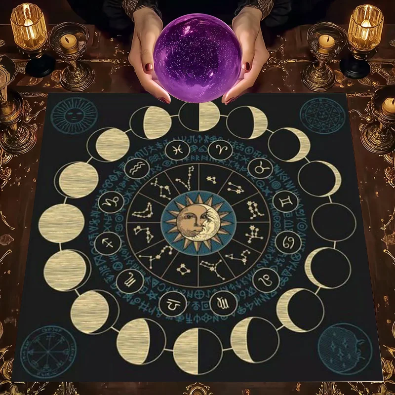 Astrology Zodiac Wheel Tarot Constellation Chart Boho Witchy Bohemian Decor Print for Wall Art Gift 50X50cm 90x90cm