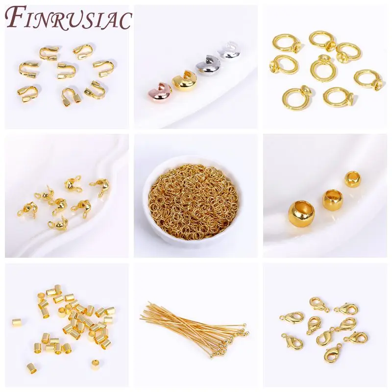 18K Gold Plated Protector For Jewelry,Crimp Beads,DIY Bracelet Accessories,Jewelry Making Supplies,End Caps,Lobster Clasps