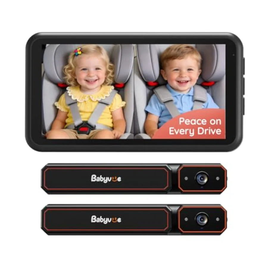 

Беспроводная двойная автомобильная камера-видеоняня Babyvue BV6PRO с раздельным экраном HD1080P и автоматическим ИК-ночным видением для заднего сиденья, черная