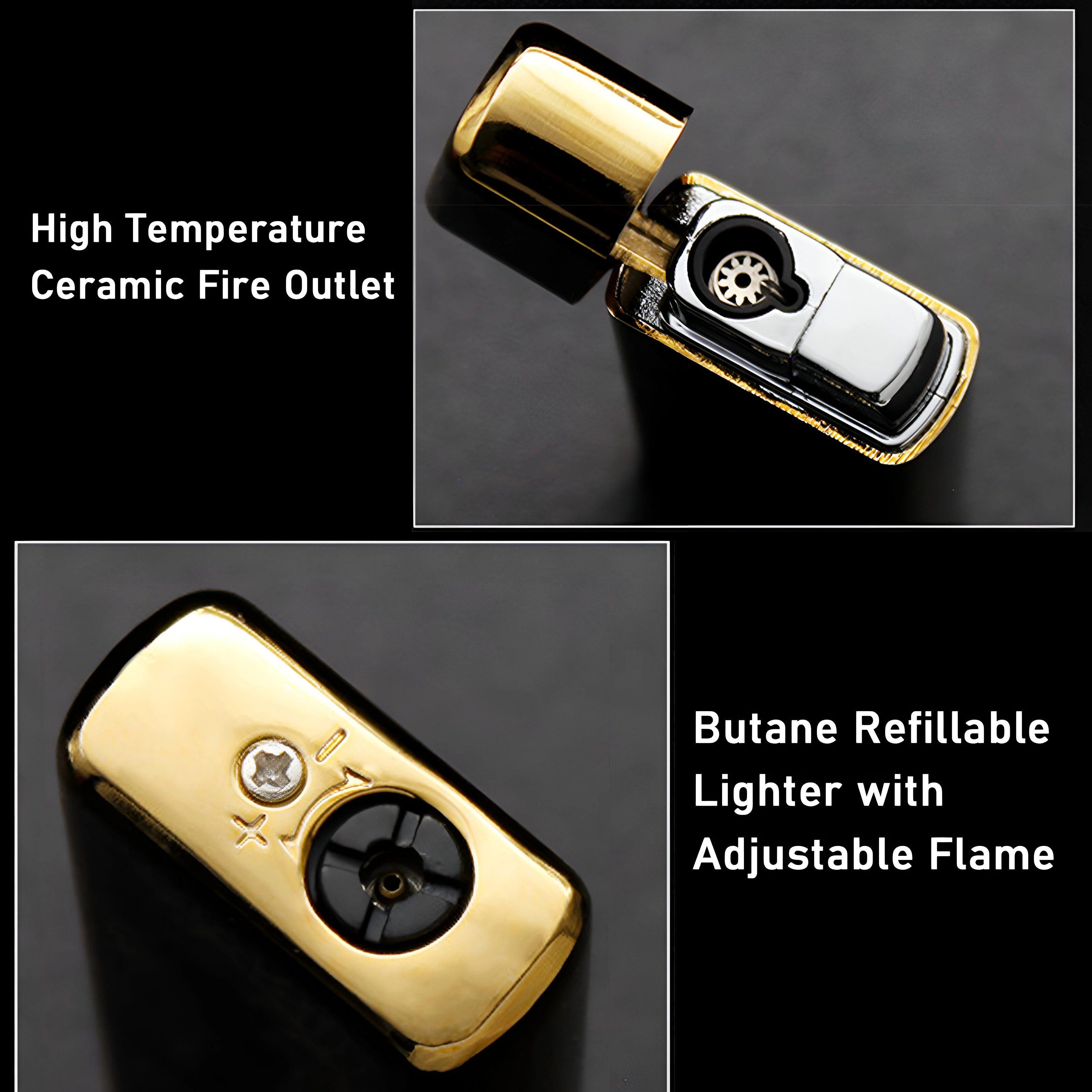 Dragon Design Windproof Jet Flame Torch Isqueiro, Butano recarregável para cigarro, Charuto, Presentes, Uso familiar, Sem butano, Pacote de 2