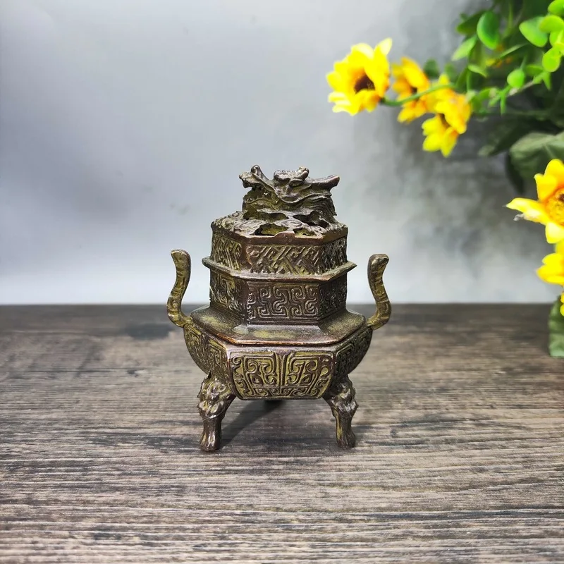 Alloy Dragon Crown Three-Legged , Sandalwood Burner, Incense Tower, Home Fragrance Diffuser, Tea Room Deco