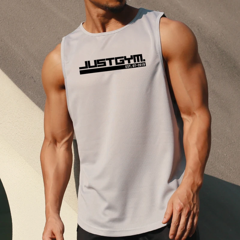 Quick Dry Running Vests Workout Gym Tank Tops Mens Muscle Sleeveless Sportswear Fitness Stringer Clothing Bodybuilding Singlets