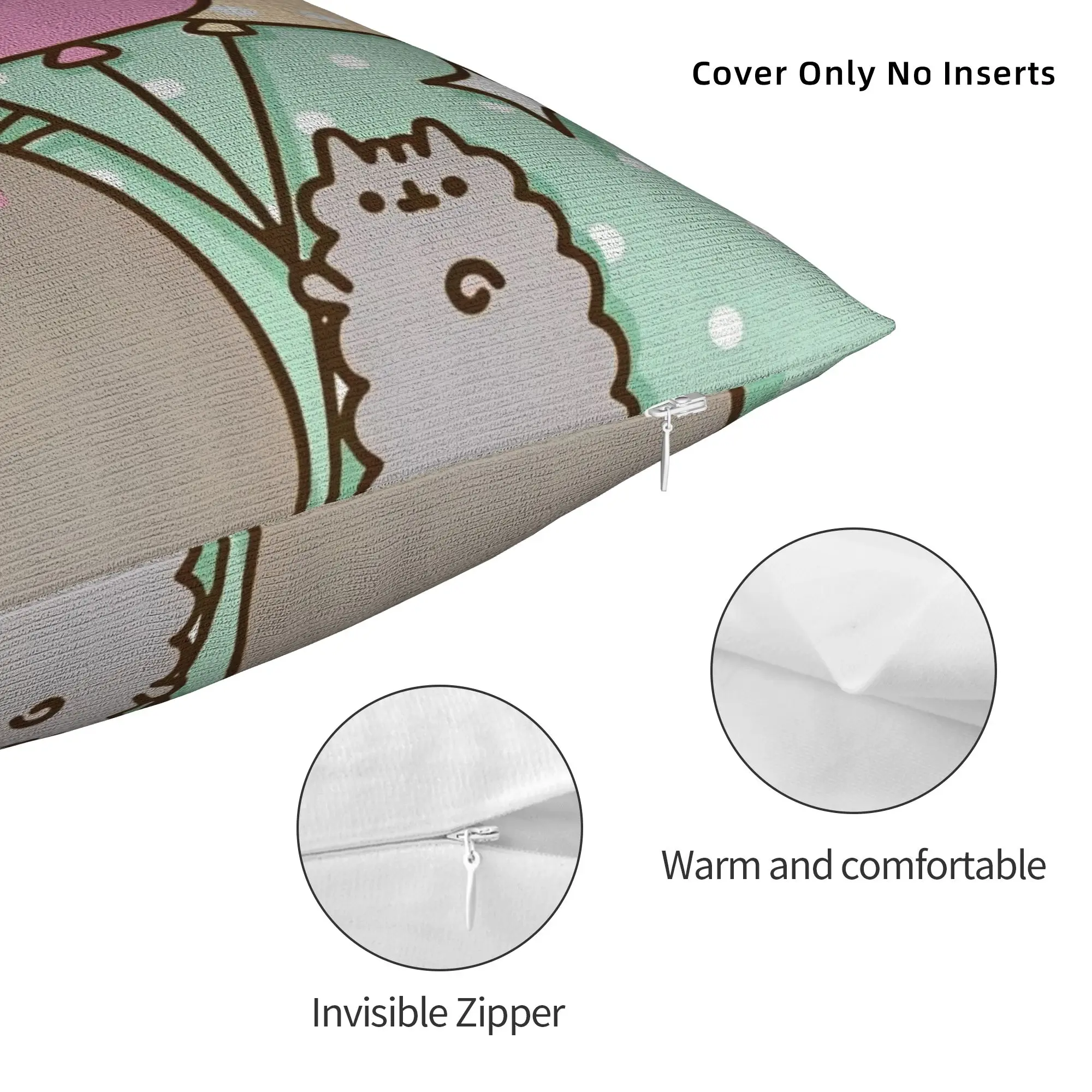 Happy Cat Cartoon Square Pillow Cases P-Pusheencats Cushion Cover Funny Zippered Decor Pillowcase for Seat 18"x18" view 4