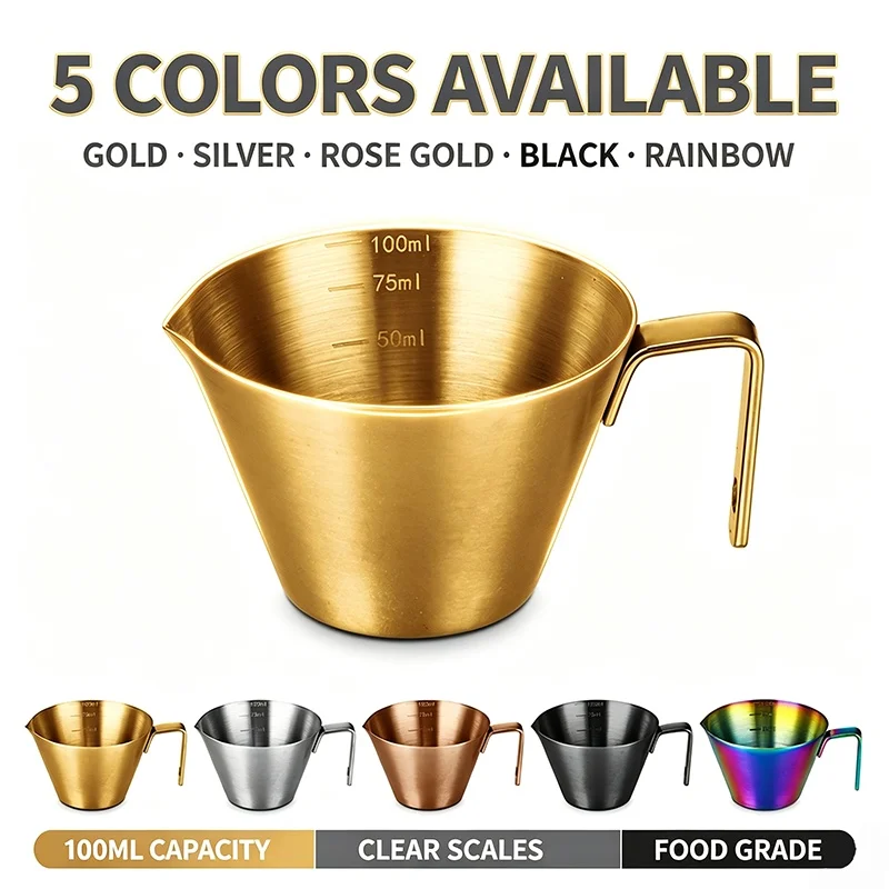 304 Stainless Steel Measuring Cups With Scale Ounce Coffee Cup 100ML Coffee Extraction Cup Home Kitchen Cafe Accessories LJLB02