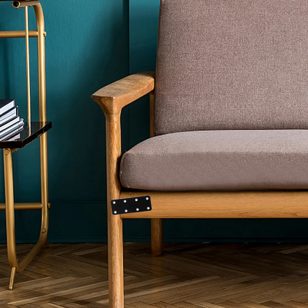 

12Pcs Thickened Flat Roof Plates Black Straight Brace Brackets for Wood Furniture Shelves Cabinet Metal Joint Fastener Plates