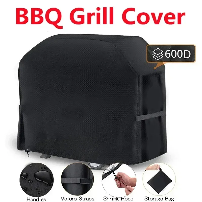 600D Oxford Cloth BBQ Cover Outdoor Dust Waterproof Rain Heavy-Duty Grill Cover Anti UV Duty Weber Heavy Protective Grill Cover