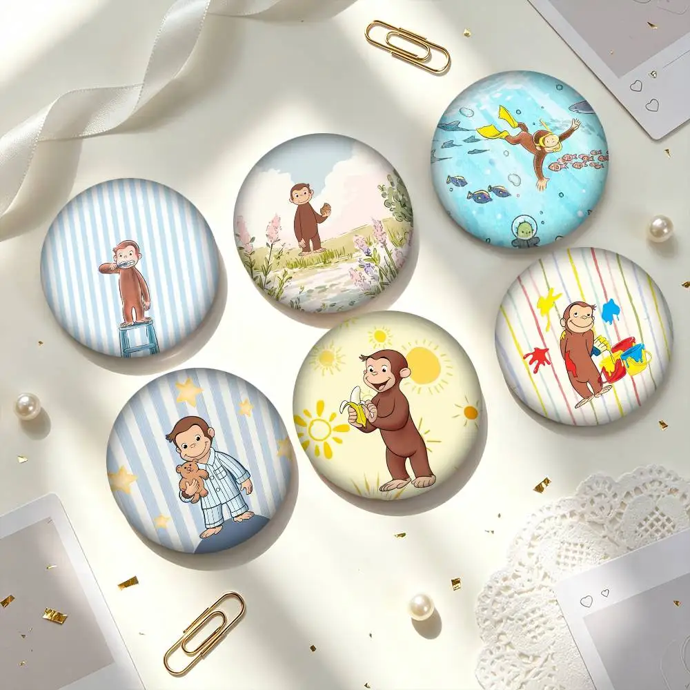 L-Lovely C-Curious George  25 32 44 58 75mm Badges Personalized Round Brooches Pins Accessory Gift