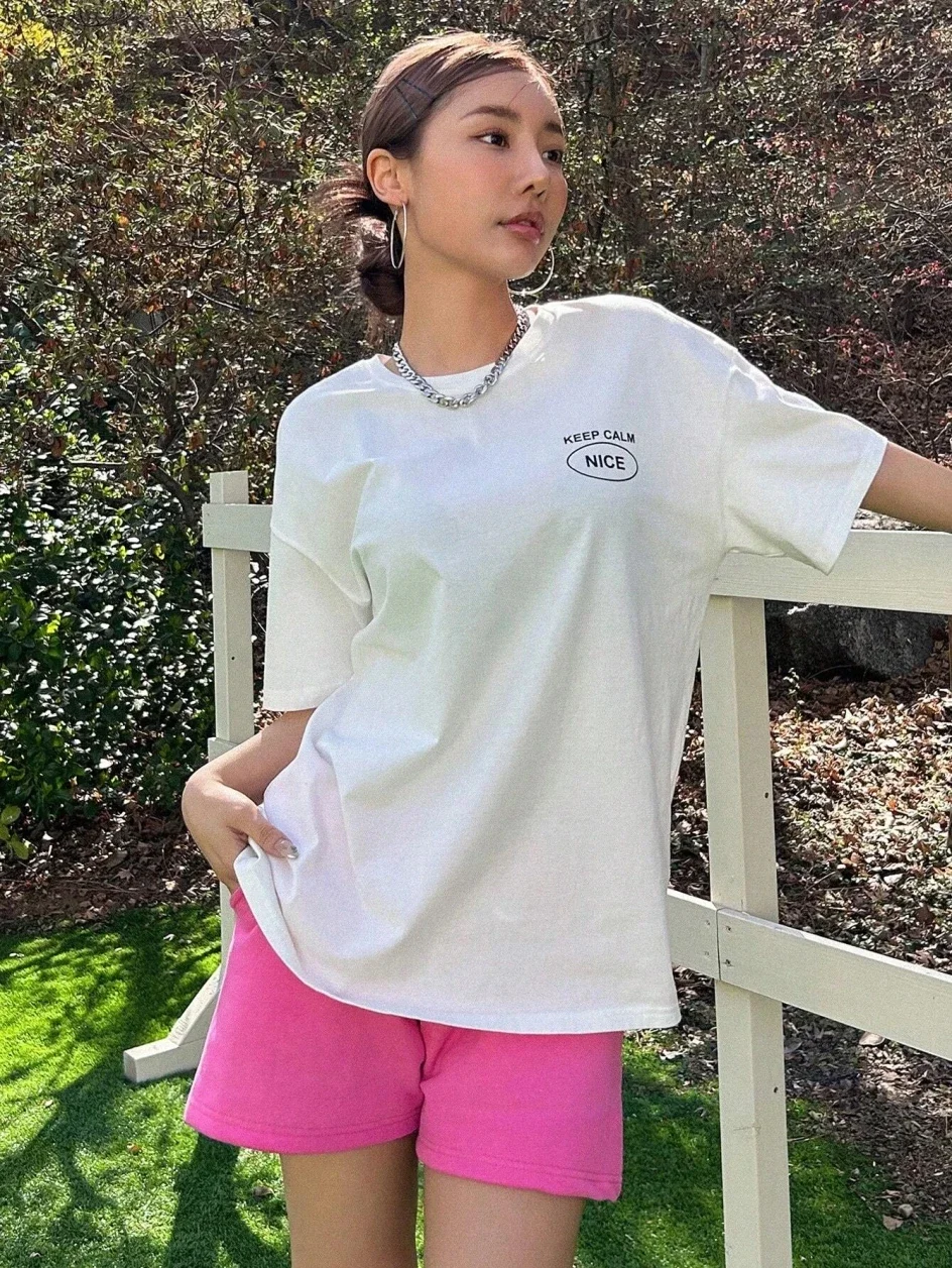 T-Shirt mit Grafik- und Buchstaben-Aufdruck, Rundhalsausschnitt, Damen, Straße, Sommer, Oversize-Tops, Baumwolle, Größe T-Shirt, Kleidung, atmungsaktiv, lässiges T-Shirt