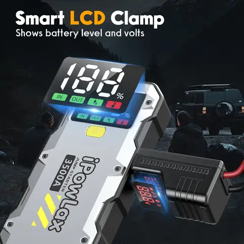 IPowlax 휴대용 자동차 점프 스타터 보조배터리, 12V 자동차 배터리 비상 부스터, 시동 장치, 자동차 스타터 2024, 3500A