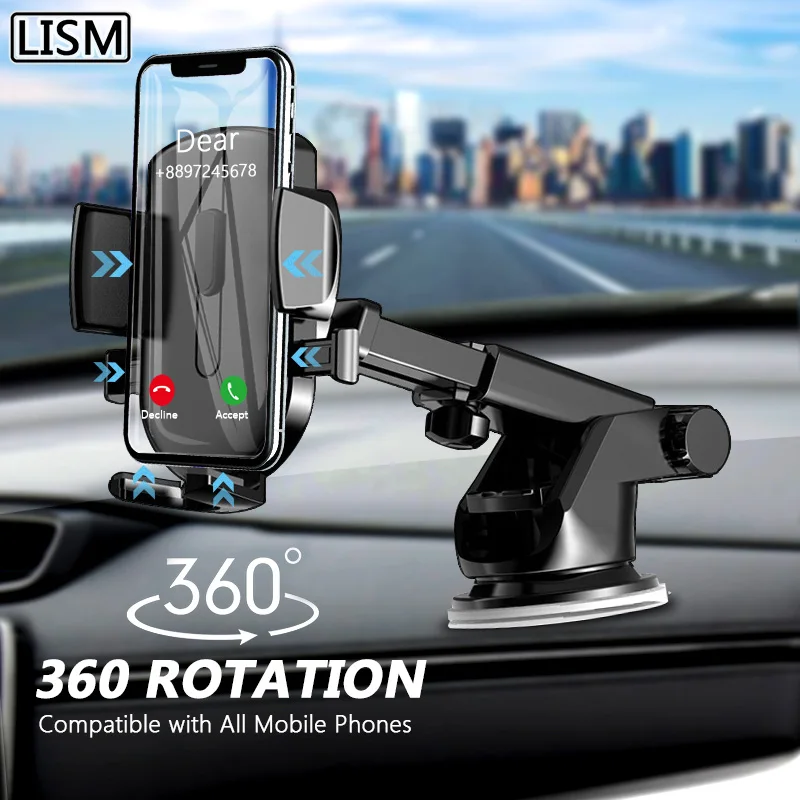Car Phone Holder Mount Stand GPS Telefon Mobile Cell Support For iPhone 13 12 11 Pro Xiaomi Huawei Samsung Adjustable Bracket