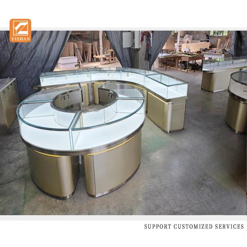 custom.LED Lighting Customizable Acrylic Metal Jewelry Display Counter Factory Direct Retail Store Showcases Mall Jewelry Pa