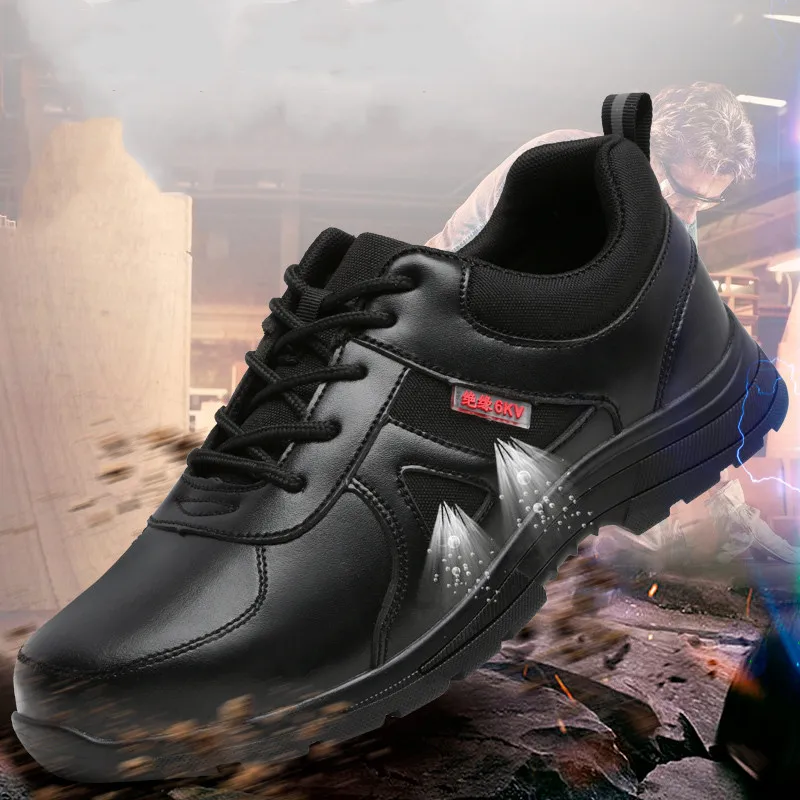 

Мужская повседневная рабочая защитная обувь со стальным носком, кроссовки с мягкой кожаной изоляцией, рабочие защитные ботинки, защитная обувь