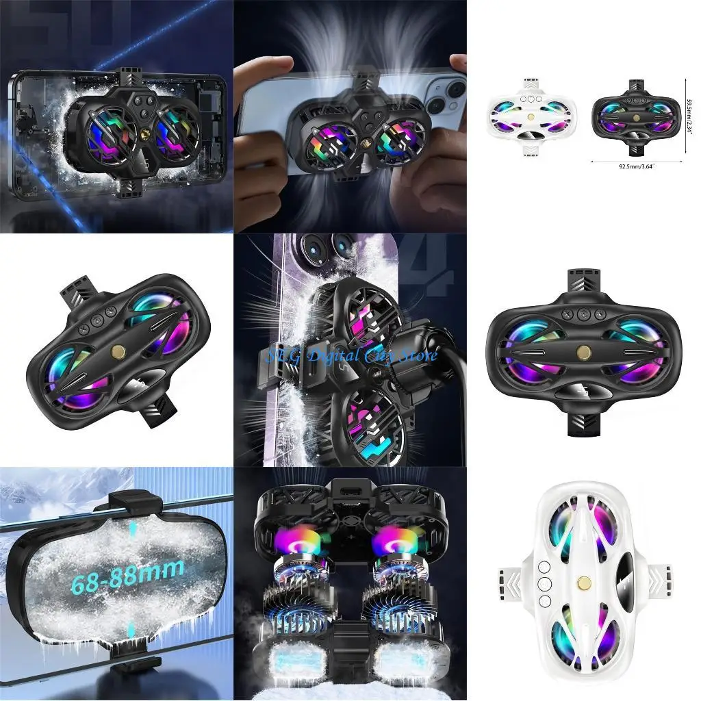 

U75B Cooling System Back Clip Heat Sink with RGB Light 1/4'' Hole for Game Live