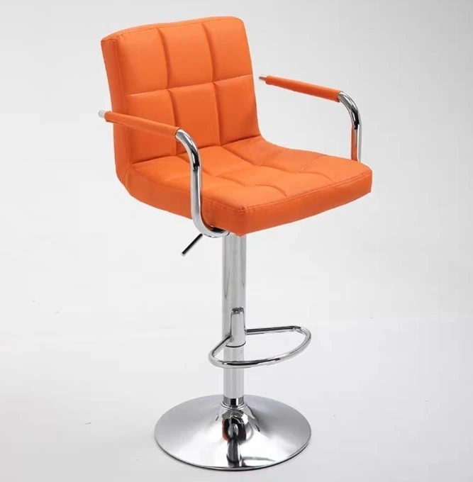 

Adjustable Leather Bar Stool with Footrest Hot Sale Short Back Swivel Metal Luxury Mexico Kitchen Style Packing Furniture Color