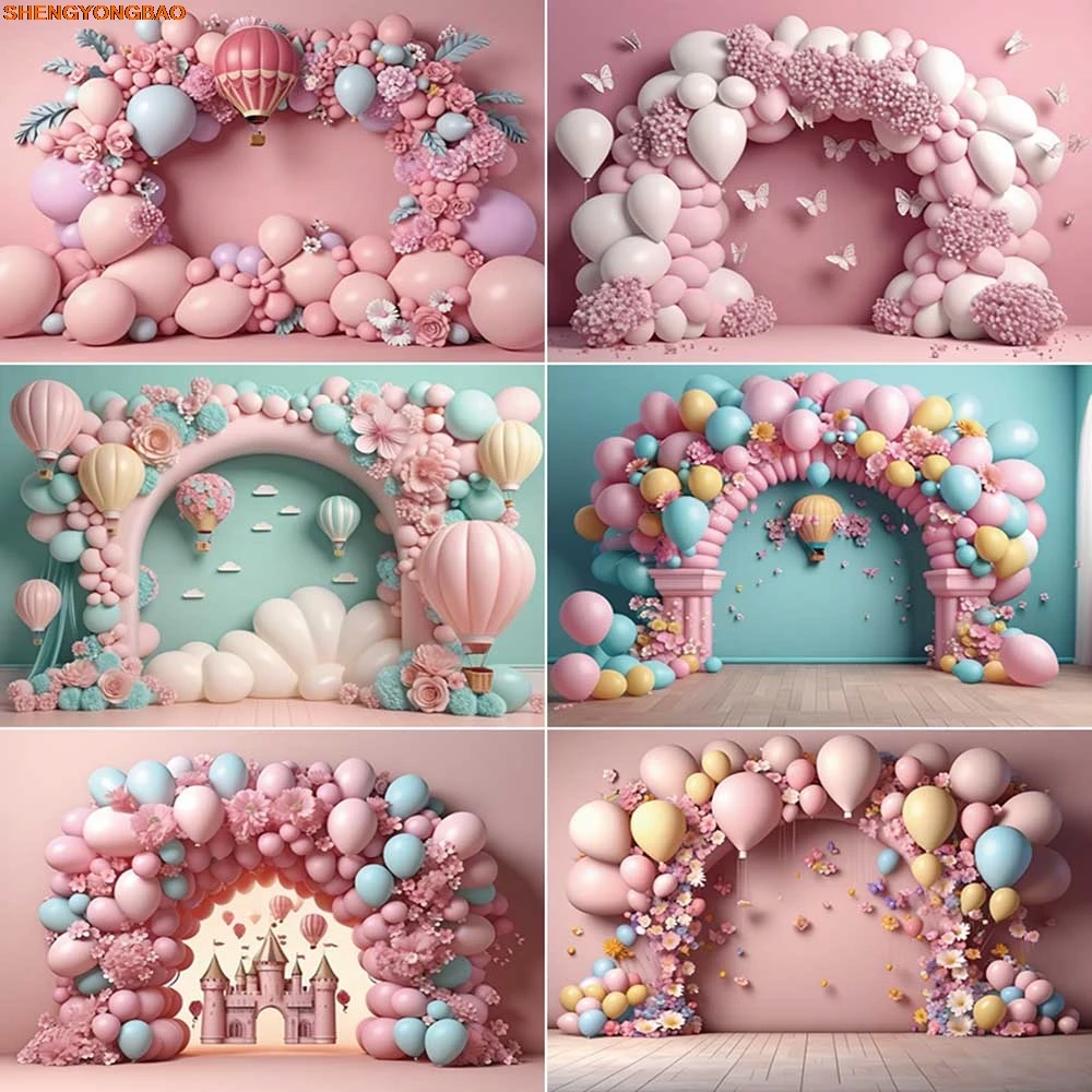 

Balloon Arch Photography Backdrops Baby Birthday Party Decoration Photozone Backgrounds Photo Studio Photobooth Props
