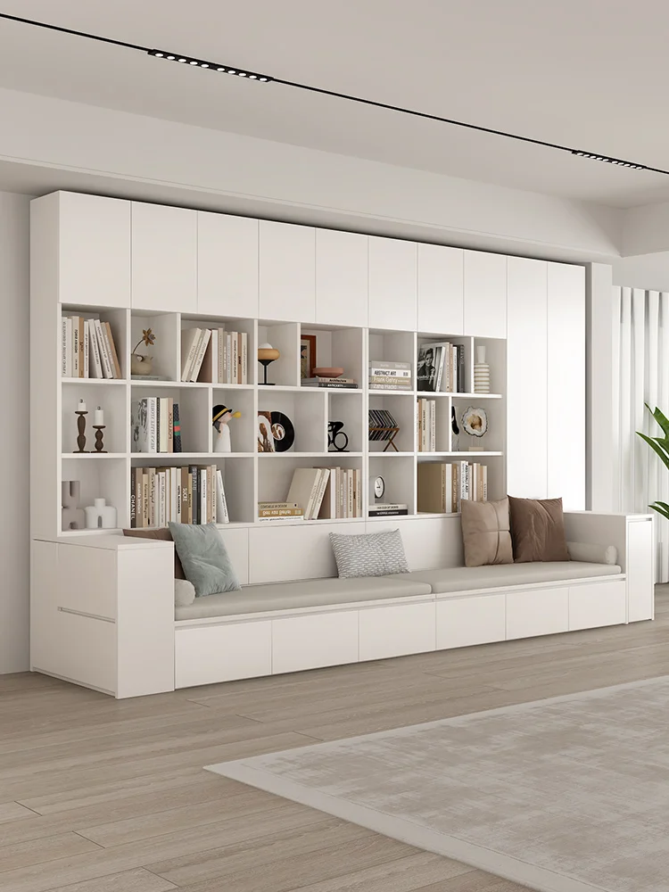 

Sofa bookcase integrated living room wall cabinet bookcase combination multi-functional household with card seat