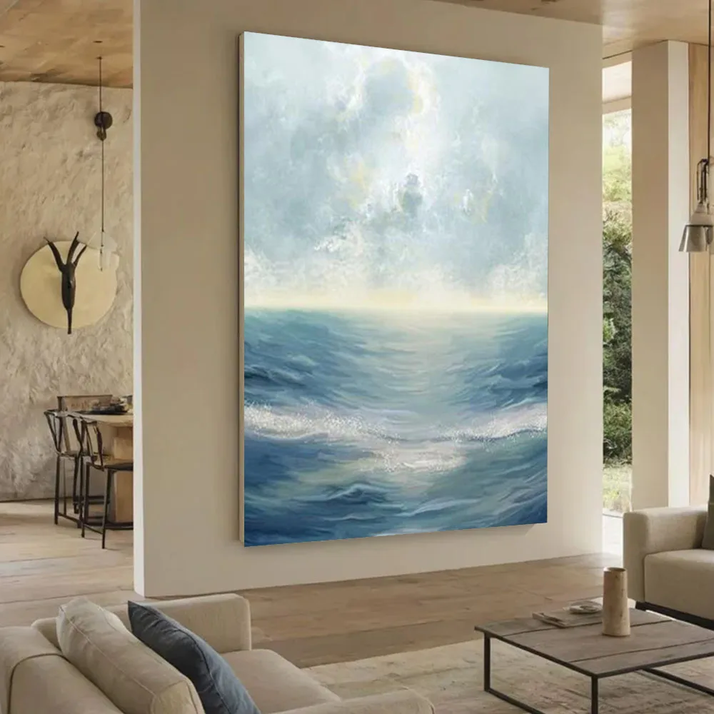 

High Quality Abstract Landscape Oil Painting Sailboat On The Sea Canvas Picture Handmade Wall Picture For Home Decor Living Room