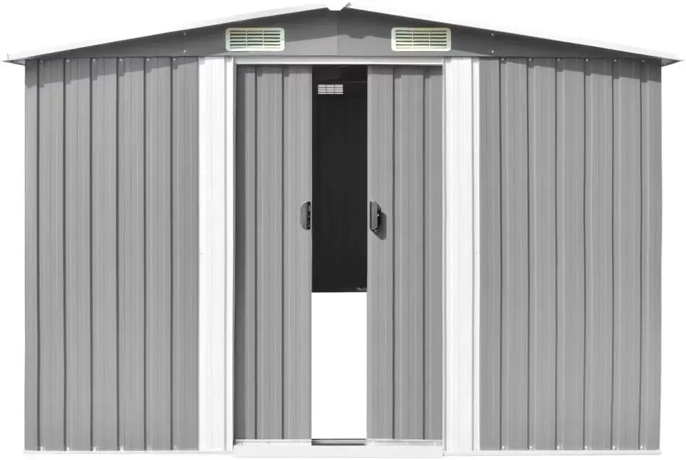 

Открытый дом для хранения, открытый склад с 2 раздвижными дверями, 2 вентиляционными окнами, хранилище инструментов для садовых инструментов, велосипеда, газонокосилки