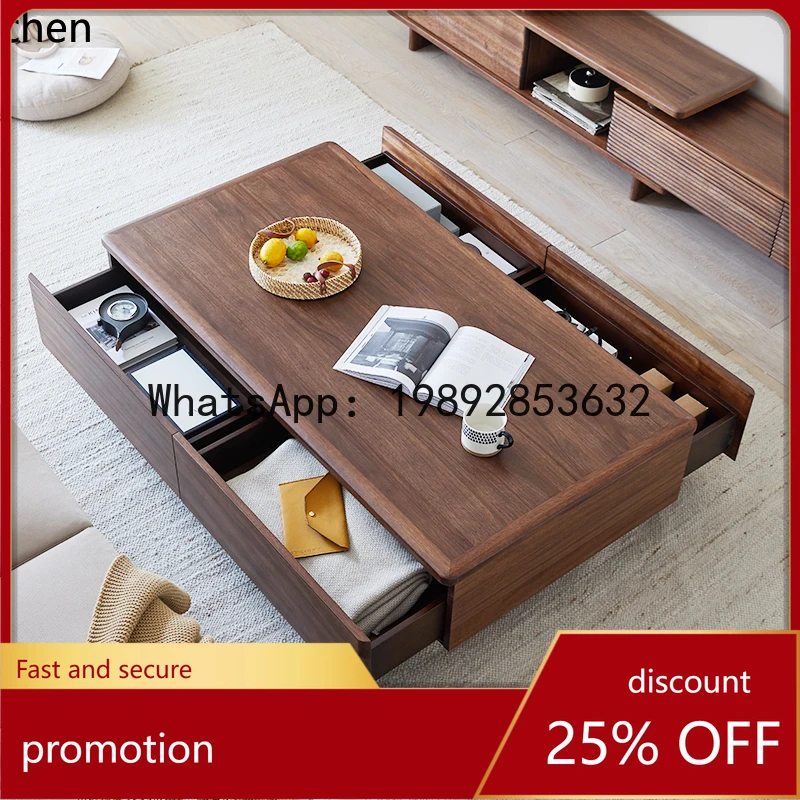 

YFY telescopic all solid wood coffee table TV cabinet combination cabinet furniture floor cabinet
