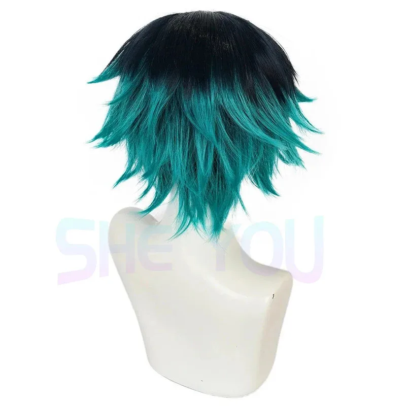 2025 루카 쿠파인 짧은 블랙 블루 그라데이션 가발 애니메이션 코스프레 내열성 합성 가발
