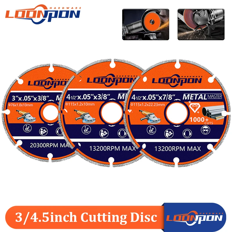 Diamond Cutting Disc 76 x 10mm & 115 x 22.23mm Vacuum Brazed Diamond Dlade Circular Saw Blade for Cut Steel Rebar Iron