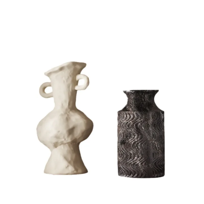 Wabi Sand Wind High-end Niche Home Decorations, Ceramic Vase Homestay Retro Wine Cabinet Ornaments